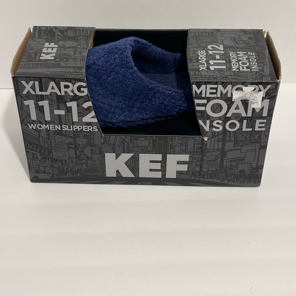 KEF memory foam indoor/outdoor suede slippers Women’s size XL 11/12 NWT Blue